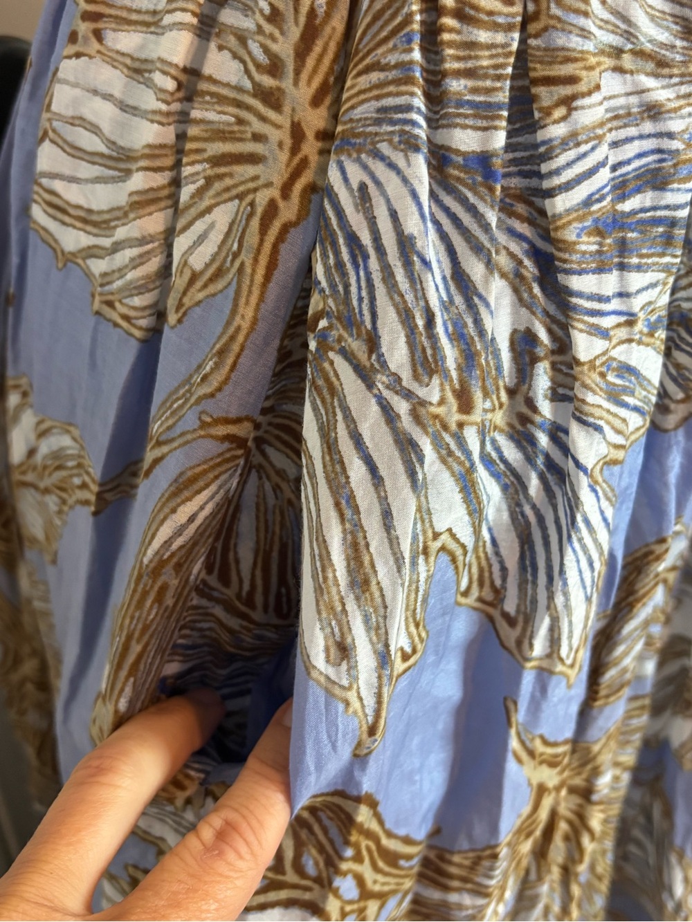Banana Republic Isa Blue Tropical Print Waist Cut Out Cotton Silk Midi Dress 6 - Picture 6 of 14